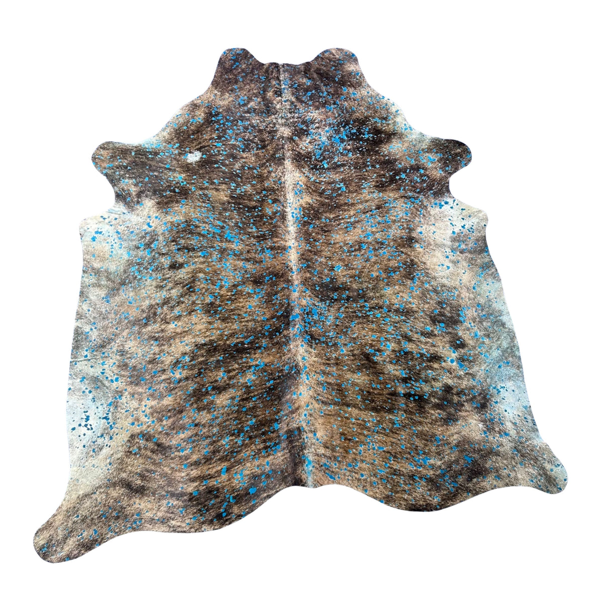 Brindle Turquoise Acid Washed Cowhide Rug Size: 8x6.5 feet Y-183