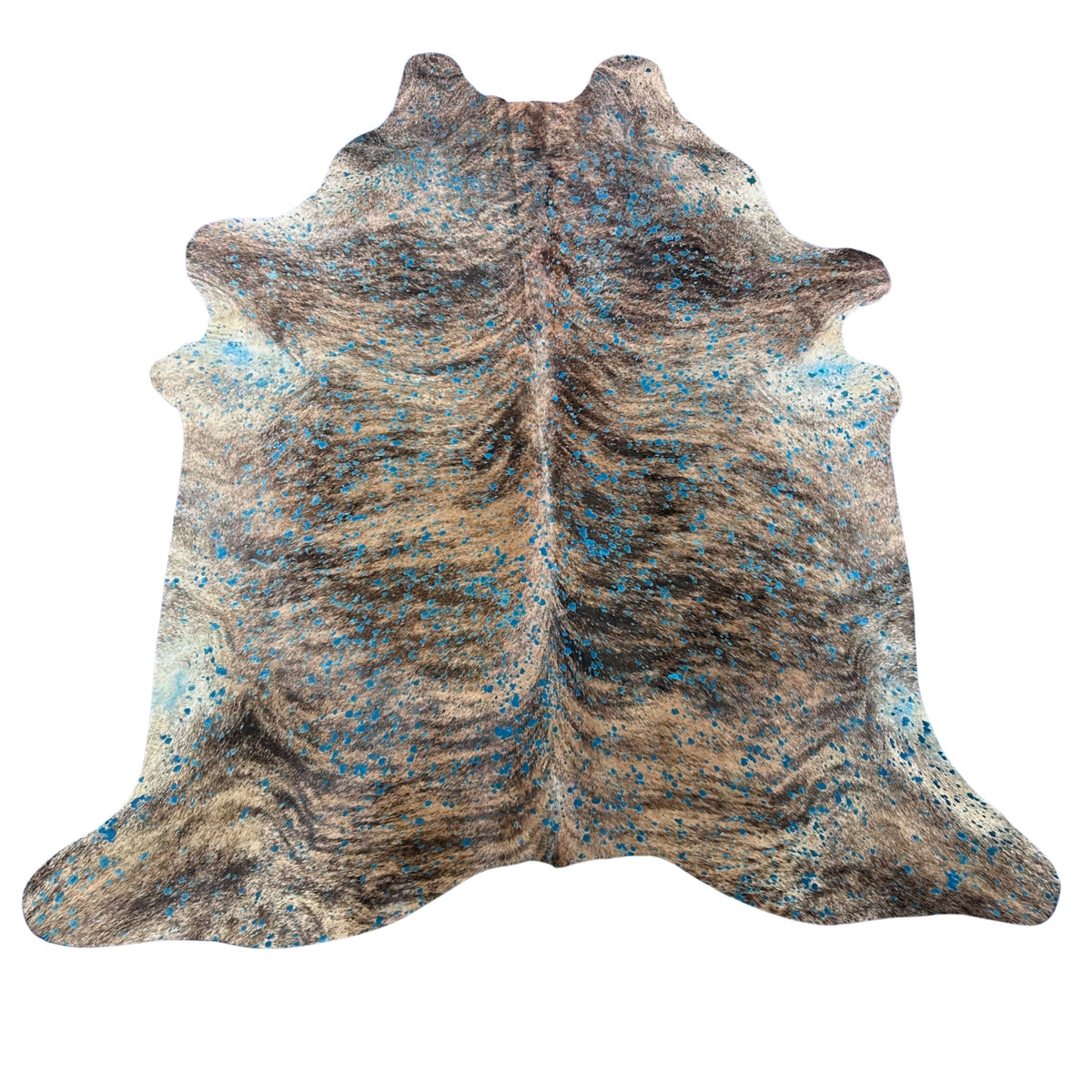 Brindle Turquoise Acid Washed Cowhide Rug Size: 7.7x6.5 feet Y-184