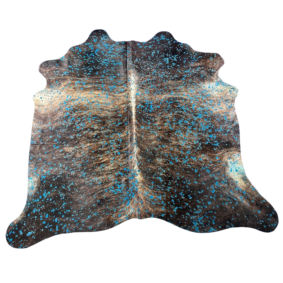 Brindle Turquoise Acid Washed Cowhide Rug Size: 7x6 feet Y-185
