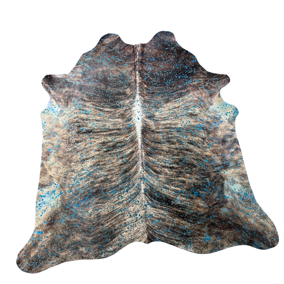 Brindle Turquoise Acid Washed Cowhide Rug Size: 8x7 feet Y-186