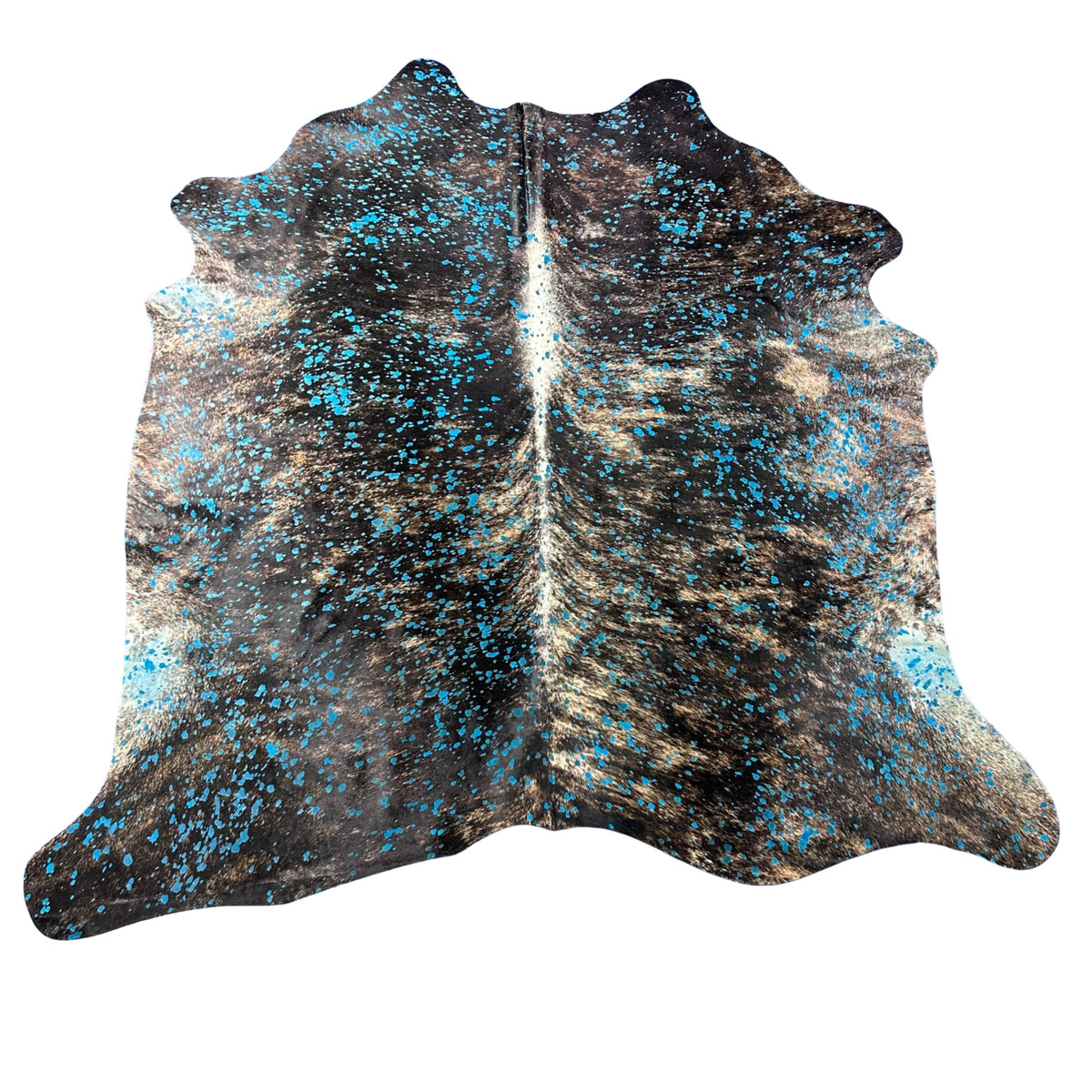 Brindle Turquoise Acid Washed Cowhide Rug Size: 7x6 feet Y-187