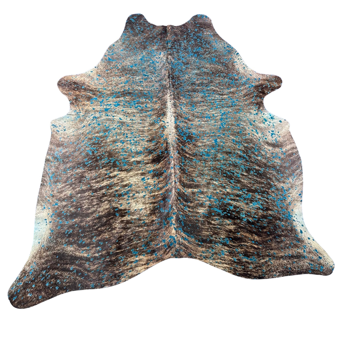 Brindle Turquoise Acid Washed Cowhide Rug Size: 7x6.7 feet Y-188