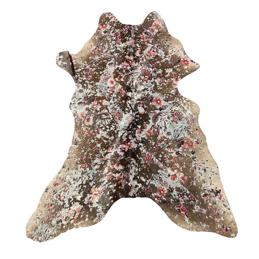 Brown Calf Skin with Floral Acid Washed Size: 40x31" Y-191