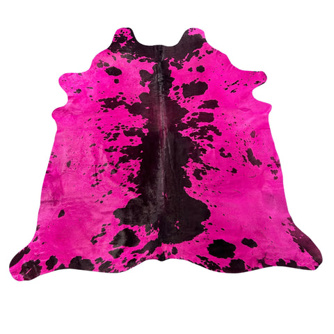 Dyed Pink Spotted Cowhide Rug Size: 7.2x7 feet Y-194