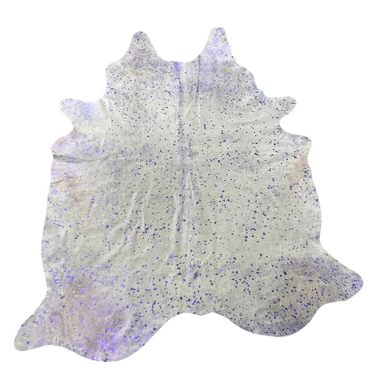 Purple Metallic Acid Washed Cowhide Rug Size: 7.5x6 feet Y-204