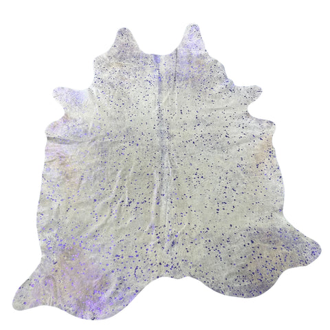 Purple Metallic Acid Washed Cowhide Rug Size: 7.5x6 feet Y-204