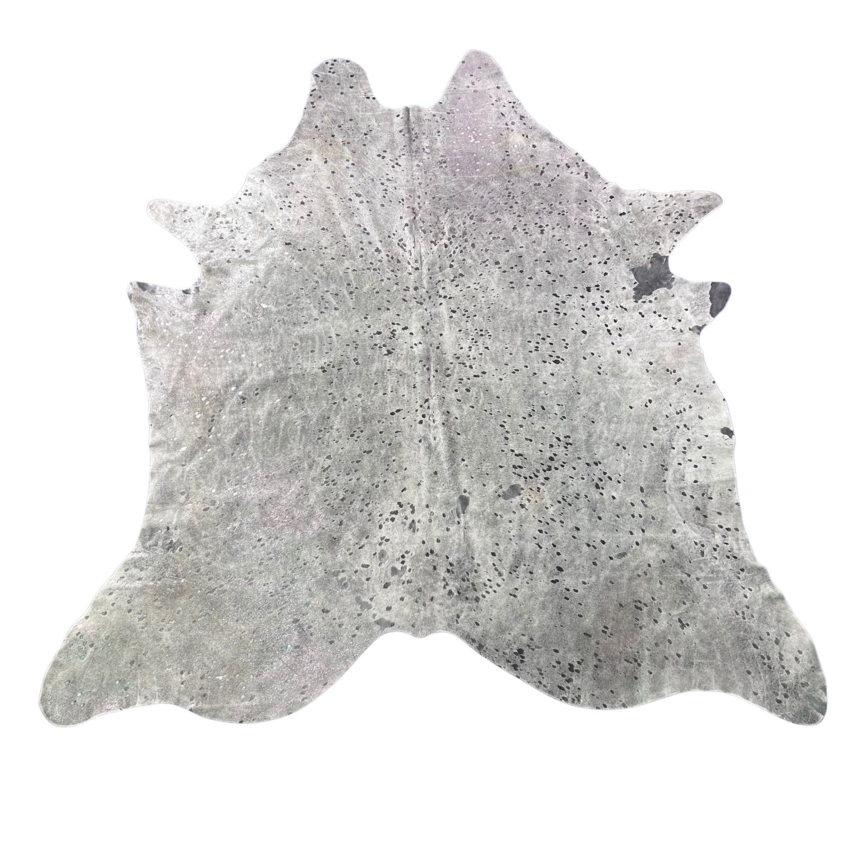 Dark Silver Metallic Acid Washed Cowhide Rug Size: 8x6.5 feet Y-205