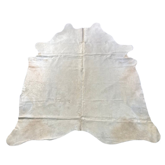 Solid Offwhite Cowhide Rug (short hair/ fire brand) Size: 7.5x7 feet Y-210