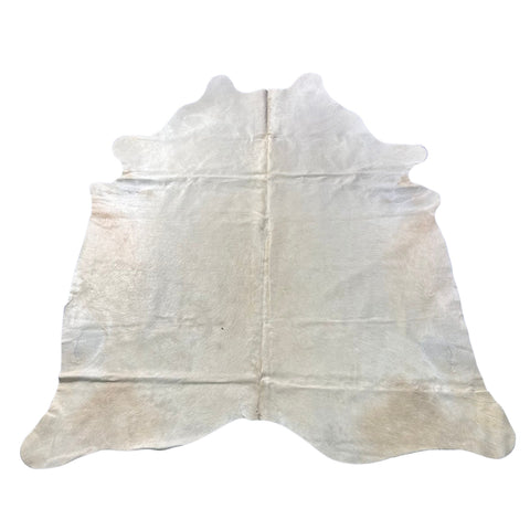 Solid Offwhite Cowhide Rug (short hair/ fire brand) Size: 7.5x7 feet Y-210