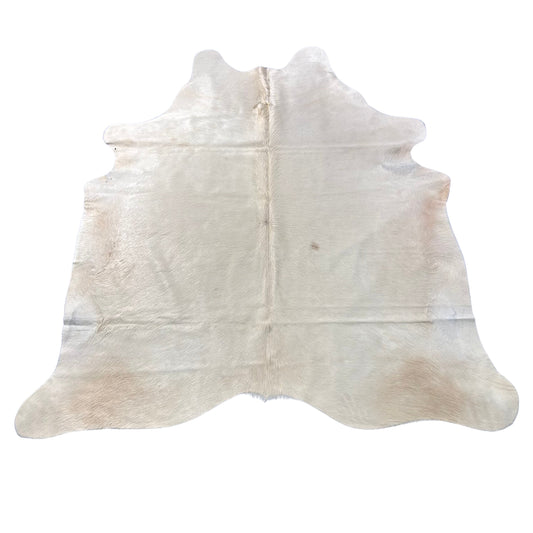 Solid Ivory Cowhide Rug (nice shiny hair/ 1 natural beige spot/butt is a bit darker) Size: 7x7 feet Y-212