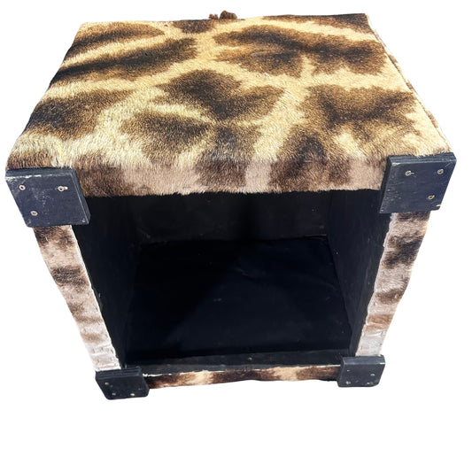 Real Giraffe Skin Ottoman Cube 20 H X 21 X 19H" Giraffe Skin Hair-on Ottoman #11