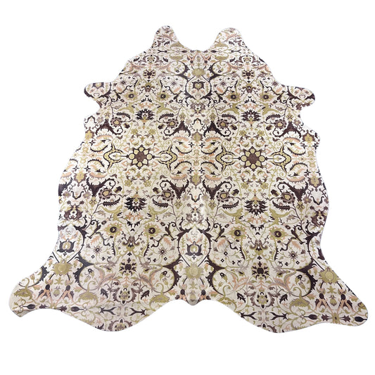Floral Printed Cowhide Rug Size: 7.2x6 feet Z-002