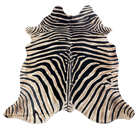 Dark Genuine Zebra Cowhide Rug Size: 7x5.7 feet Z-011