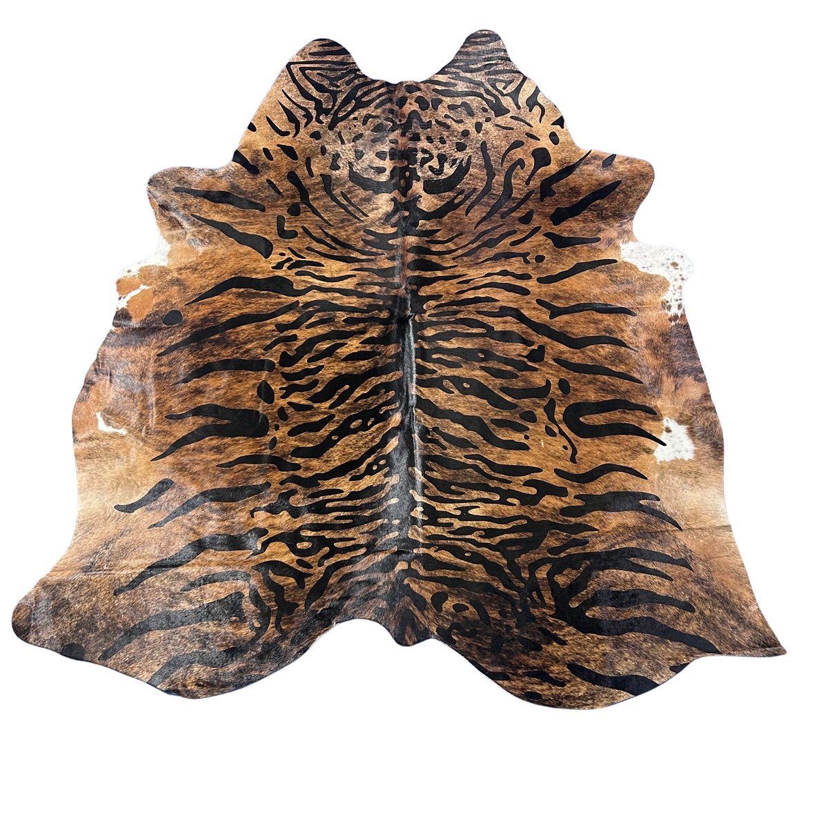 Dark Tiger Print Cowhide Rug Size: 7.5x6.2 feet Z-022