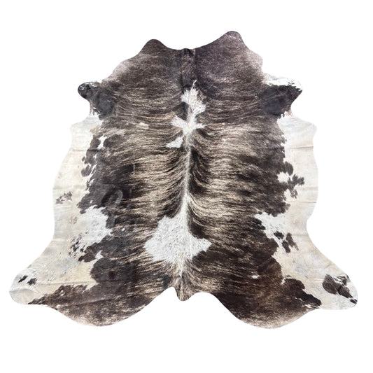Gorgeous Grey Brindle and White Cowhide Rug Size: 7.5x6.5 feet Z-042