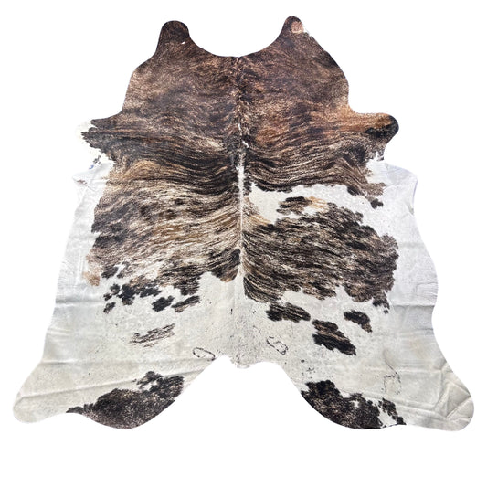Gorgeous Brazilian Tricolor Brindle Cowhide Rug Size: 8x7 feet Z-045