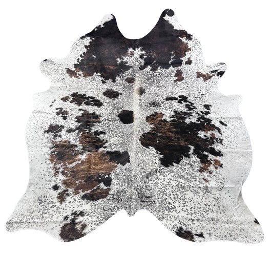 Beautiful Brazilian Tricolor Cowhide Rug Size: 7.5x6.2 feet Z-048