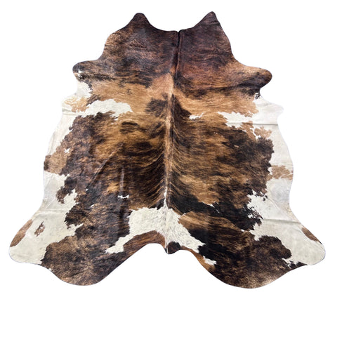 Tricolor Brindle Cowhide Rug (beige and brown tones) Size: 7.7x6.5 feet Z-056