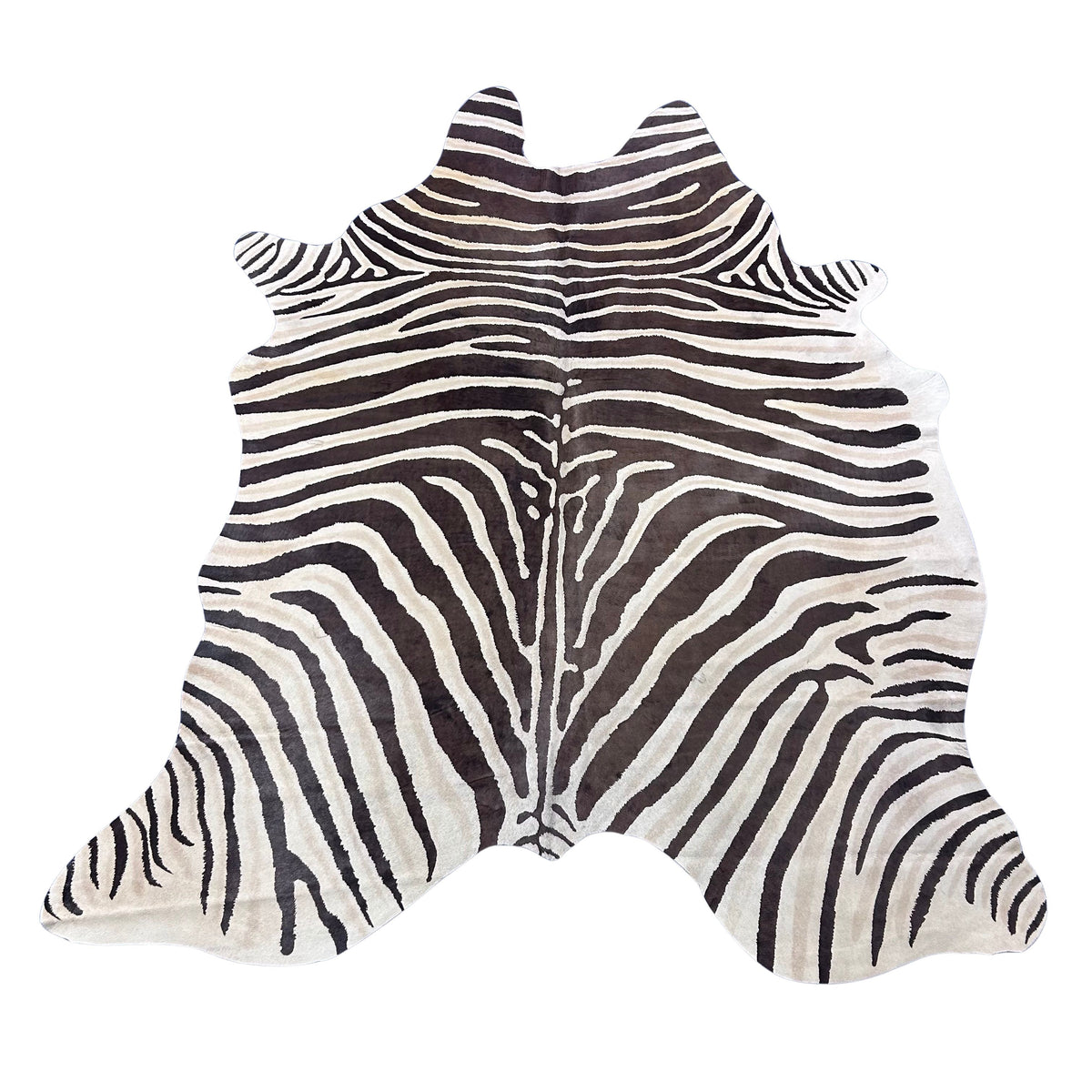 Light Genuine Zebra Print Cowhide Rug (3 small patches) Size: 7x6 feet Z-061