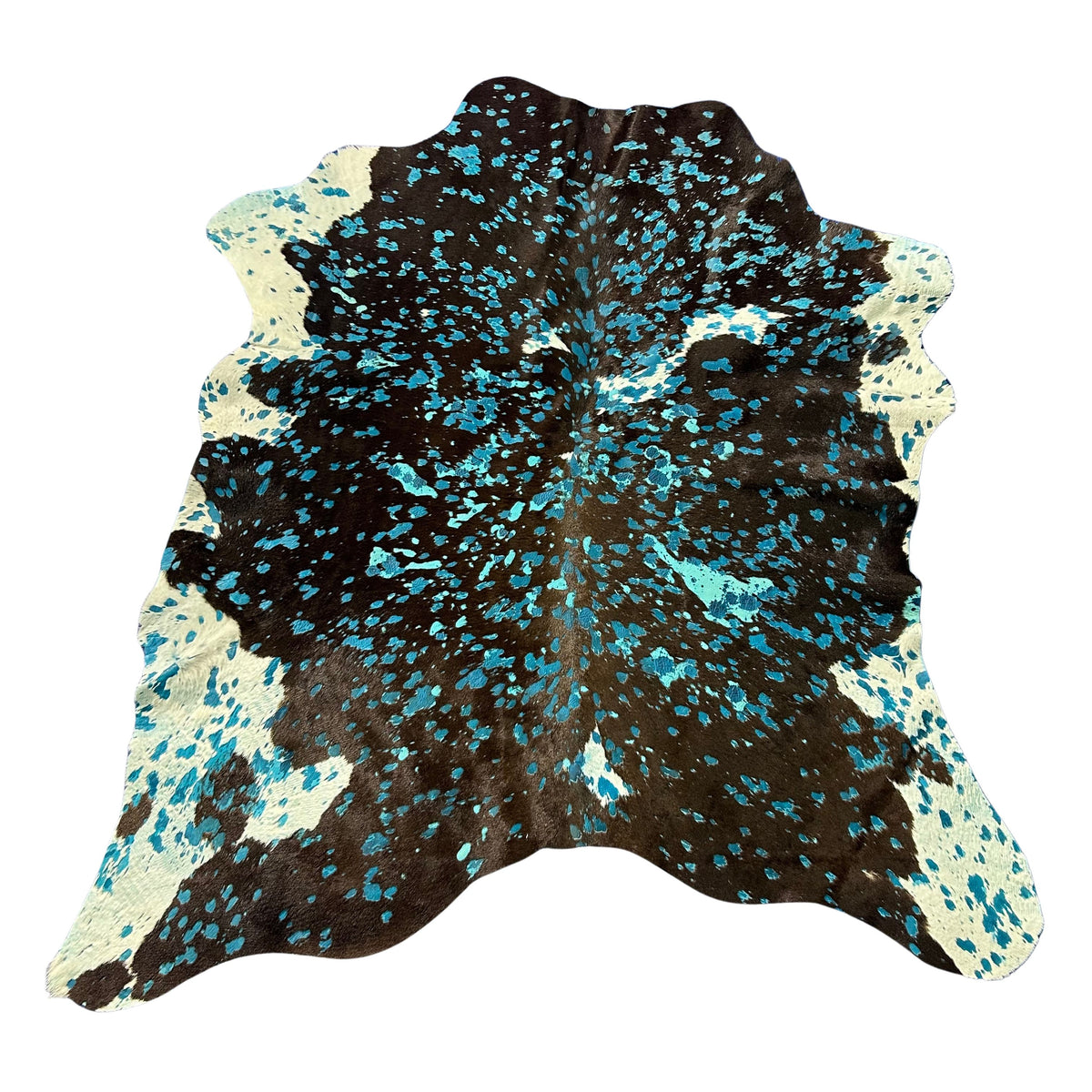 Black and White Calf Skin Acid Washed Dyed Blue Size: 36x34" Z-069