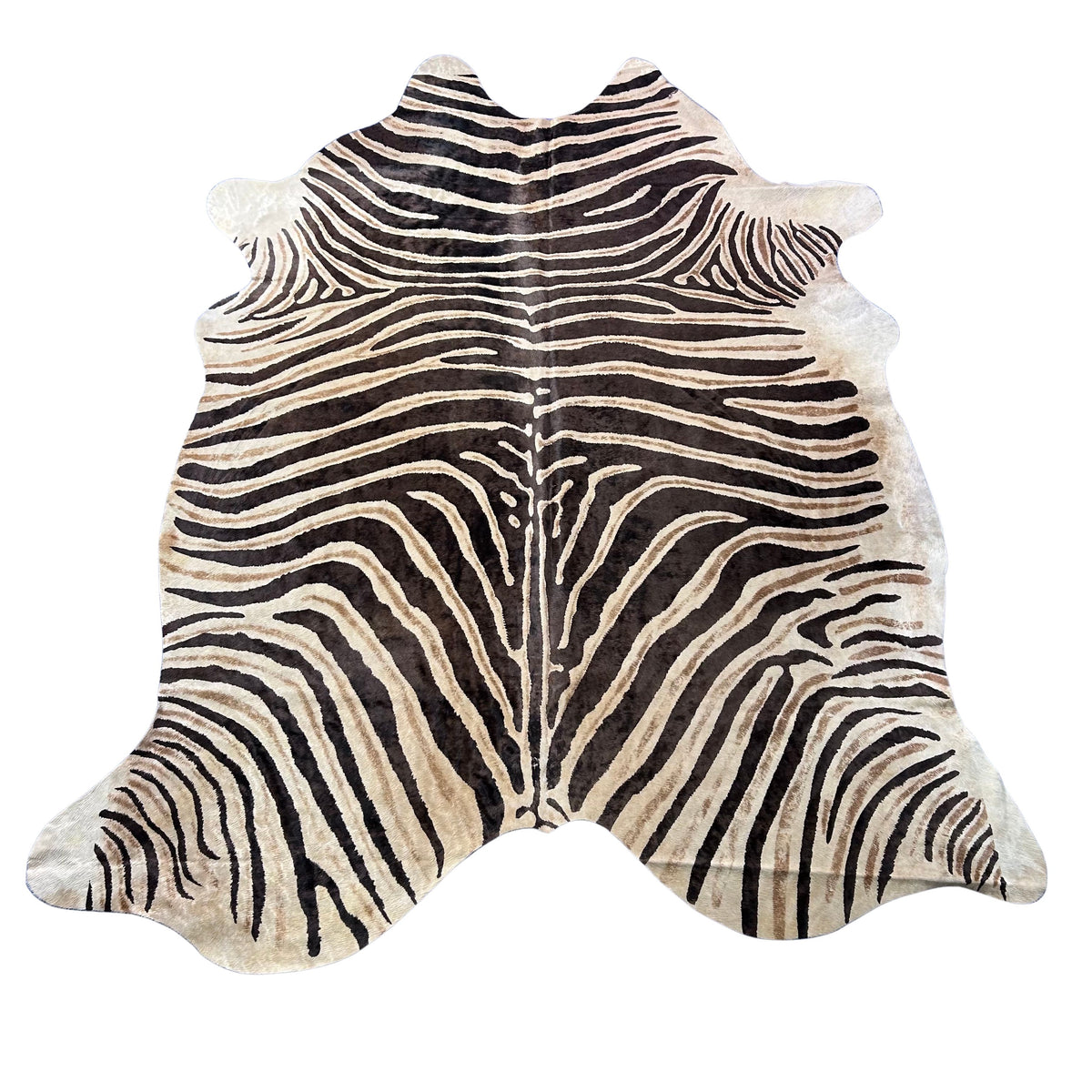 Genuine Zebra Print Cowhide Rug (brown stripes and brown inner stripes/ gorgeous) Size: 7.5x6.5 feet Z-093