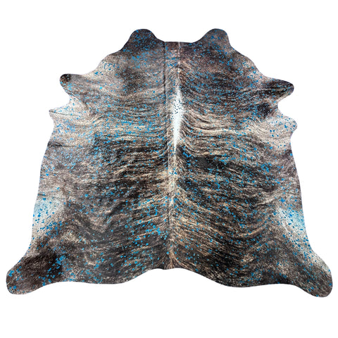 Turquoise Acid Washed Cowhide Rug Size: 8x7.5 feet Z-096