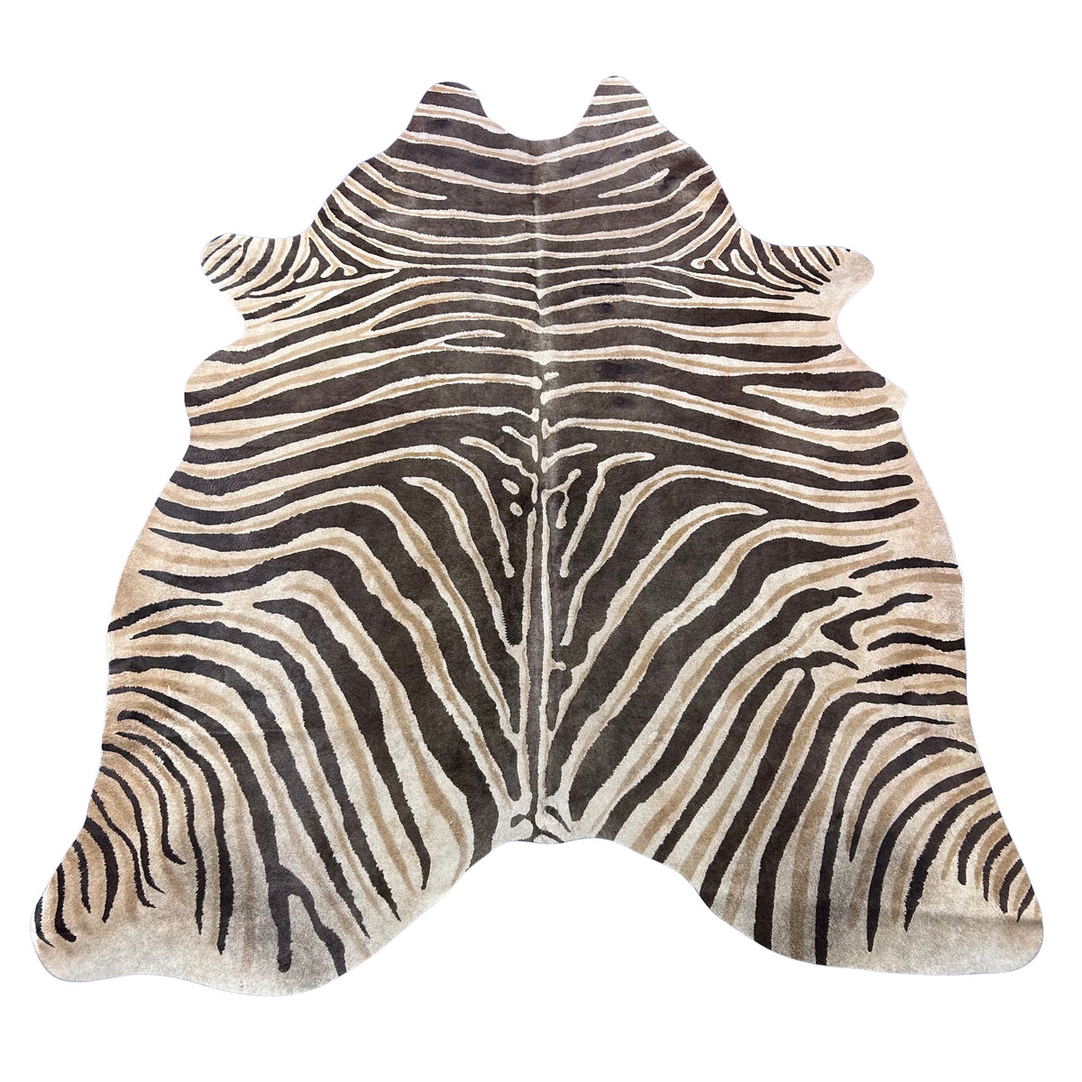 Genuine Zebra Print Cowhide Rug (faded look) Size: 7x6 feet Z-100