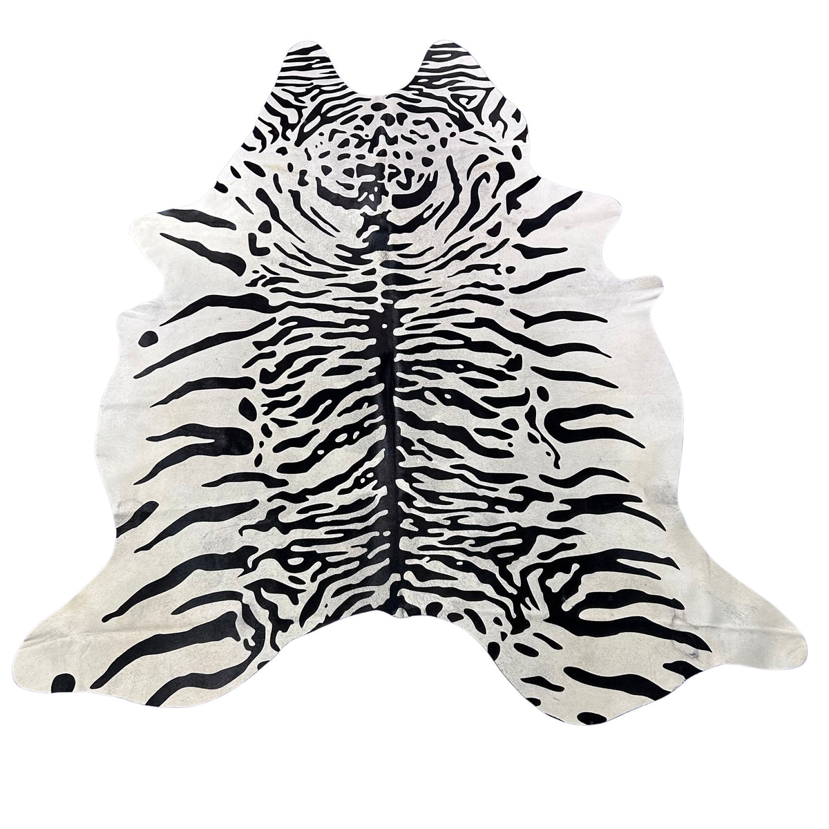 Tiger on Light Grey Cowhide Rug Size: 8x6.5 feet Z-110