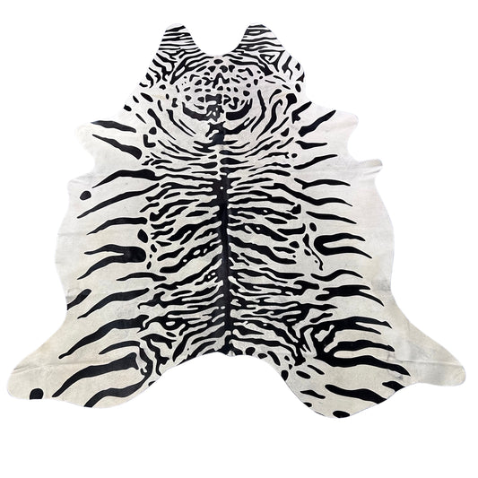 Tiger on Light Grey Cowhide Rug Size: 8x6.5 feet Z-110