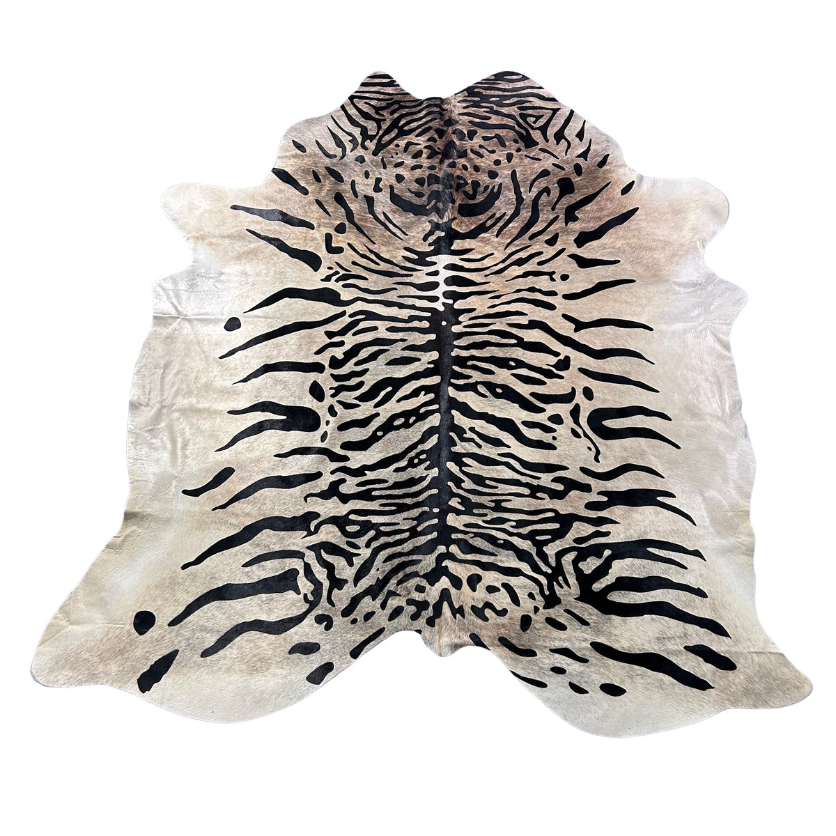 Huge Siberian Tiger Print Cowhide Rug Size: 8x7 feet Z-112