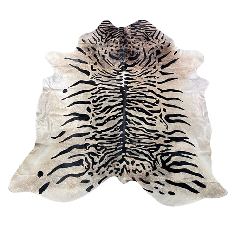 Huge Siberian Tiger Print Cowhide Rug Size: 8x7 feet Z-112