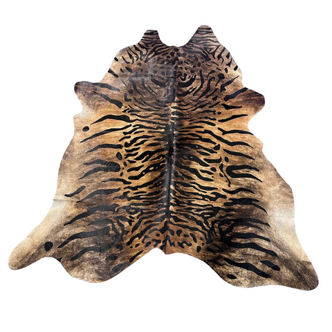 Siberian Tiger Print Cowhide Rug Size: 8x7 feet Z-113