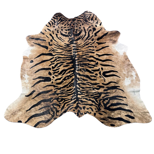 Siberian Tiger Print Cowhide Rug Size: 7x7 feet Z-114