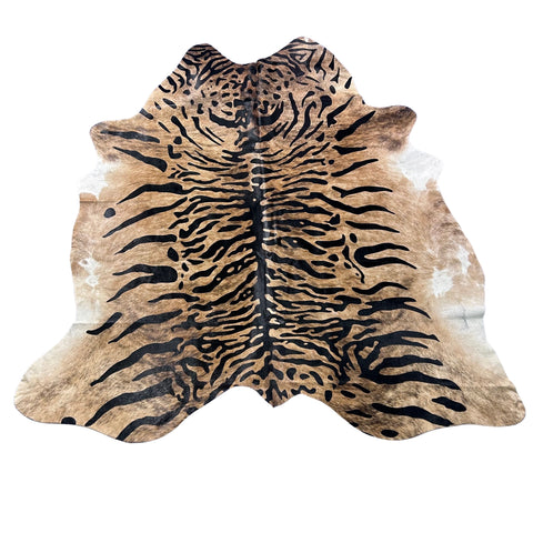 Siberian Tiger Print Cowhide Rug Size: 7x7 feet Z-114