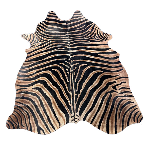 Dark Genuine Zebra Cowhide Rug Size: 7x6 feet Z-117