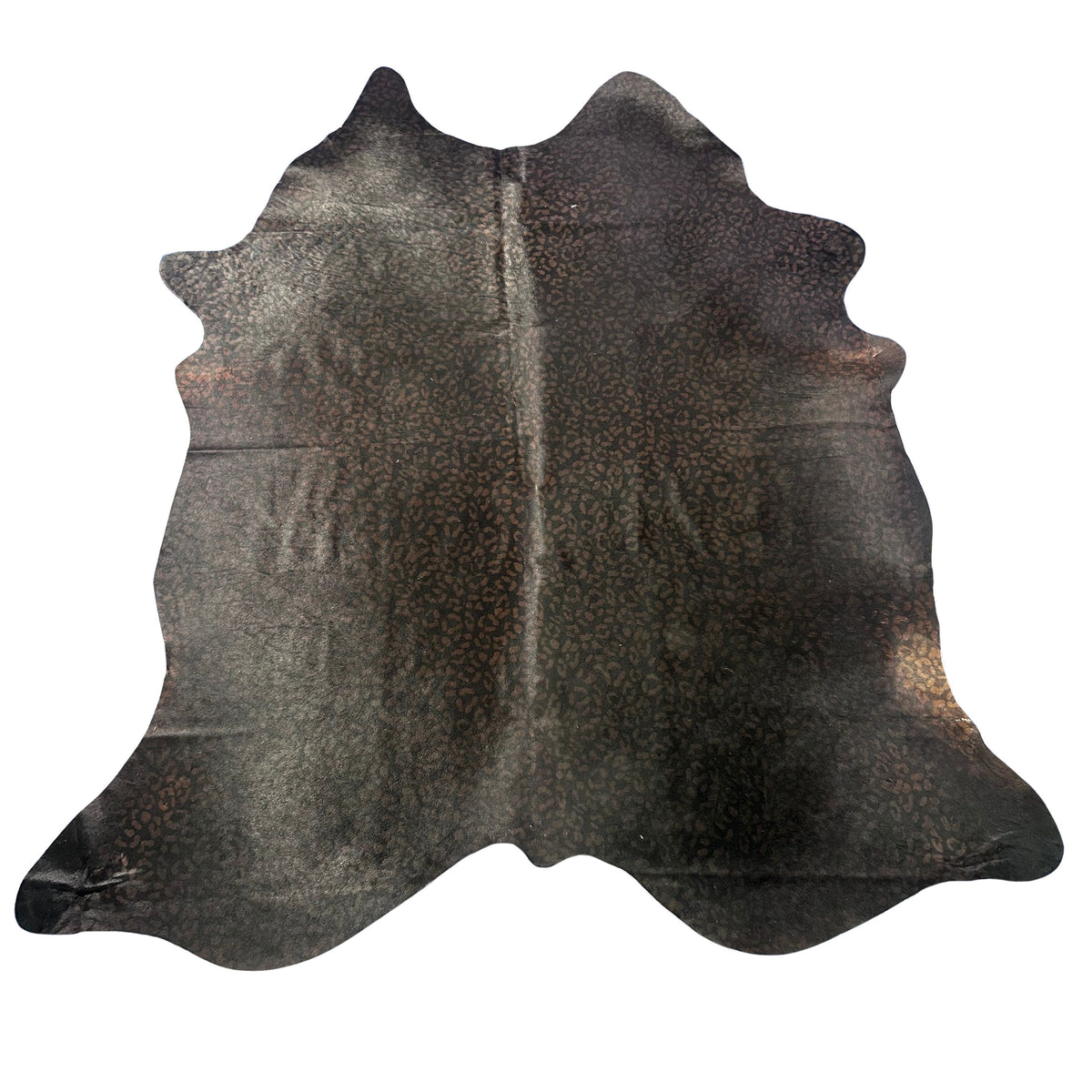 Leopard on Black Background Cowhide Rug Size: 7.5x7 feet Z-118