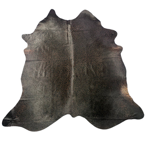 Leopard on Black Background Cowhide Rug Size: 7.5x7 feet Z-118