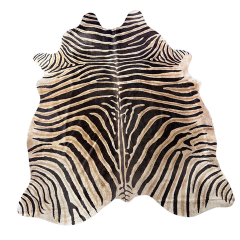 Genuine Zebra Cowhide Rug (dark inner stripes) Size: 7.7x6 feet Z-120