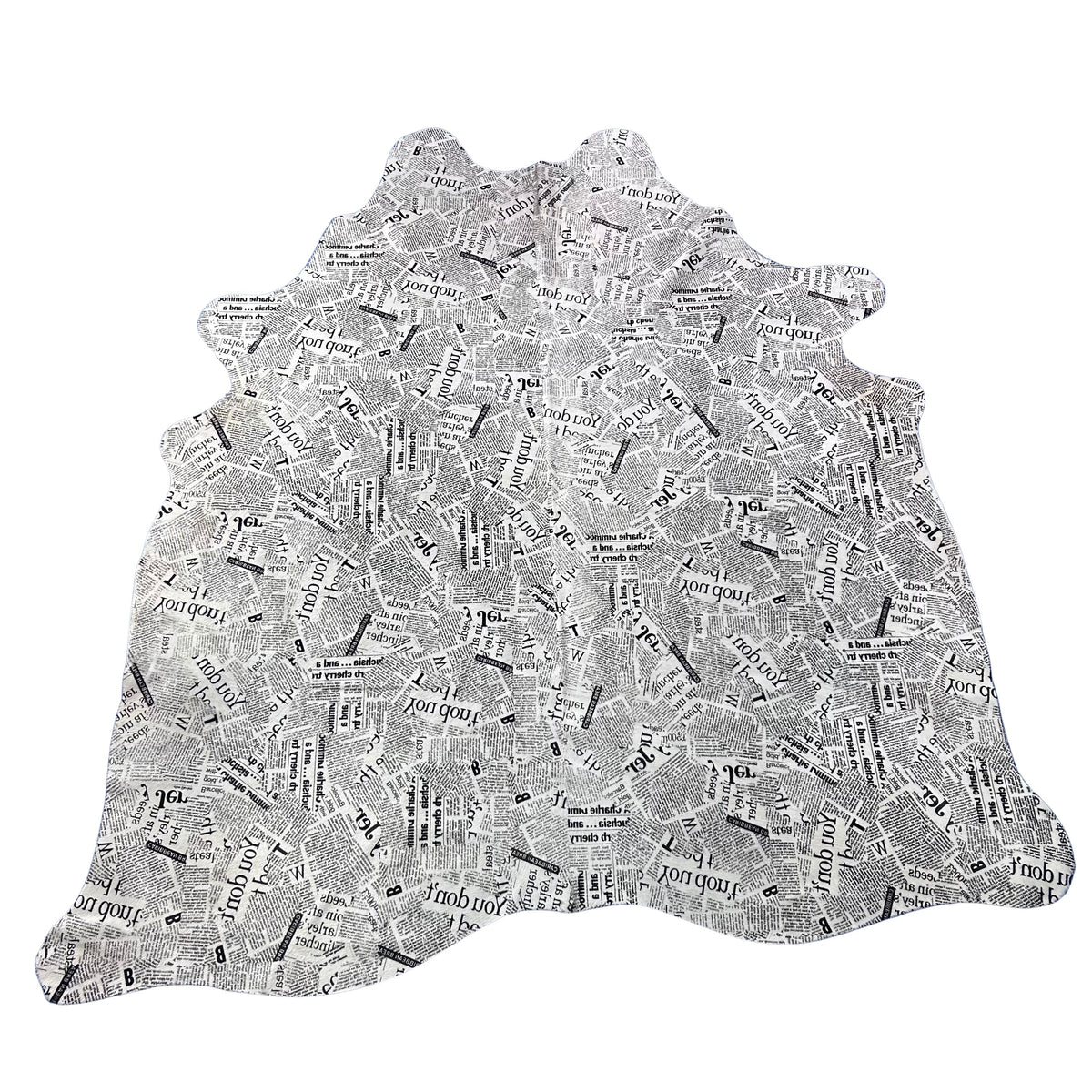 Newspaper Print Cowhide Rug Size: 7x7 feet Z-122