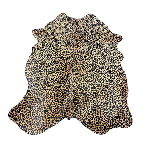 Baby Giraffe Print Cowhide Rug (some bald spots) Size: 7.5x5.5 feet Z-128