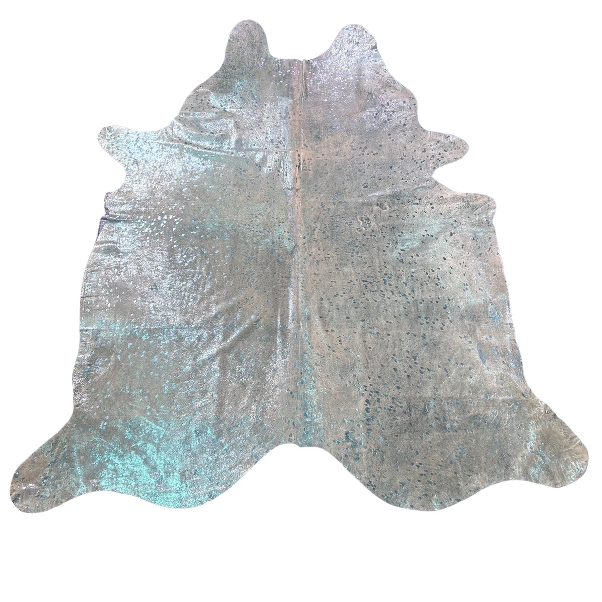 Turquoise Metallic Cowhide Rug Size: 8x7 feet Z-130