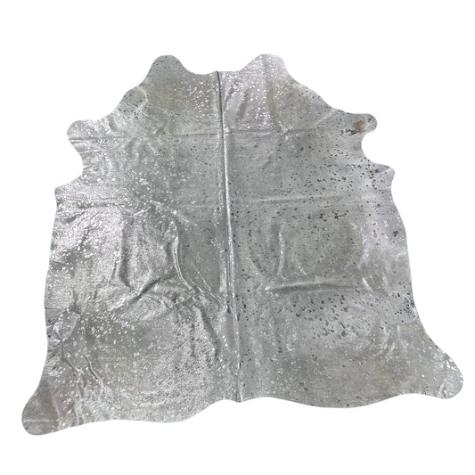 Silver Metallic Cowhide Rug Size: 7x6.5 feet Z-137