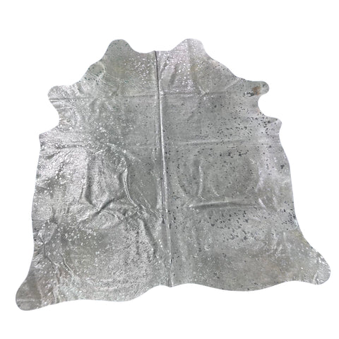 Silver Metallic Cowhide Rug Size: 7x6.5 feet Z-137