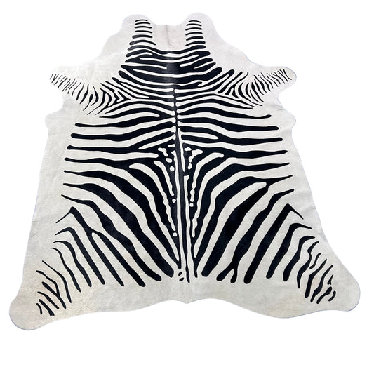 African Zebra Cowhide Rug Size: 7x6 feet Z-138