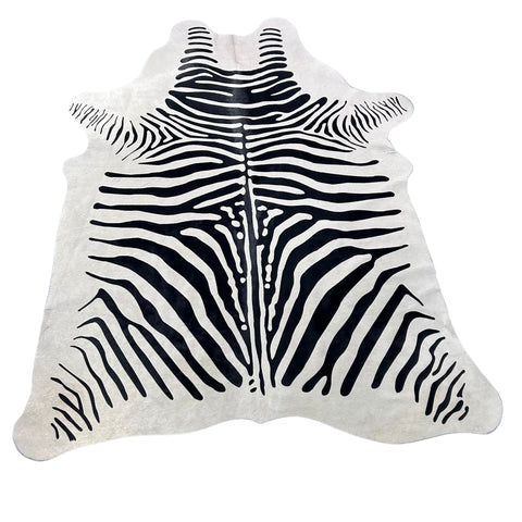 African Zebra Cowhide Rug Size: 7x6 feet Z-138