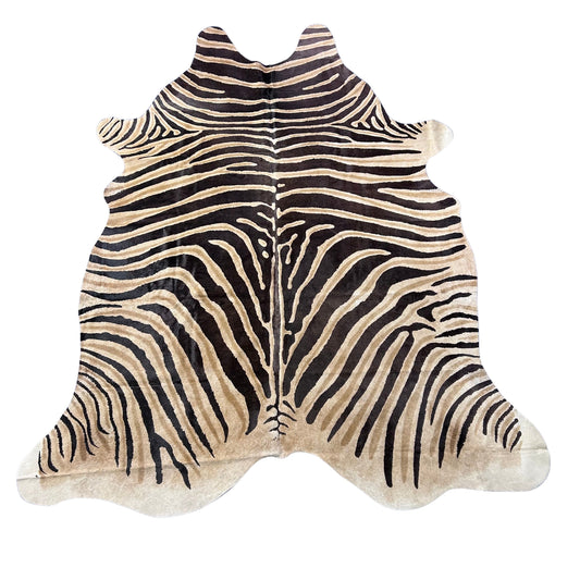 Genuine Zebra Cowhide Rug (dark inner stripes) Size: 7.5x6.2 feet Z-145
