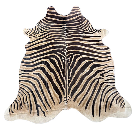 Genuine Zebra Cowhide Rug (dark inner stripes) Size: 7.5x6.2 feet Z-145