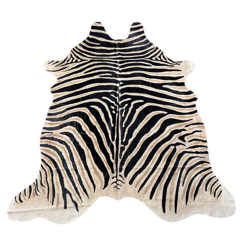 Genuine Zebra Cowhide Rug Size: 7x6 feet Z-146