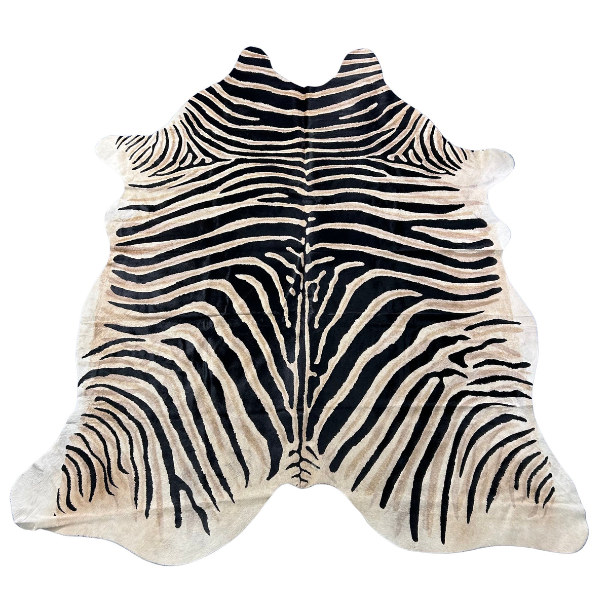 Genuine Zebra Cowhide Rug (double tone stripes) Size: 7.5x6.5 feet Z-147