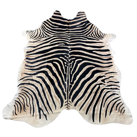 Genuine Zebra Cowhide Rug (double tone stripes) Size: 7.5x6.5 feet Z-147